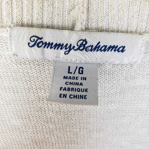 Tommy Bahama Linen Blend Cardigan Lightweight Open Front Neutral Minimalist sz L - Picture 3 of 11